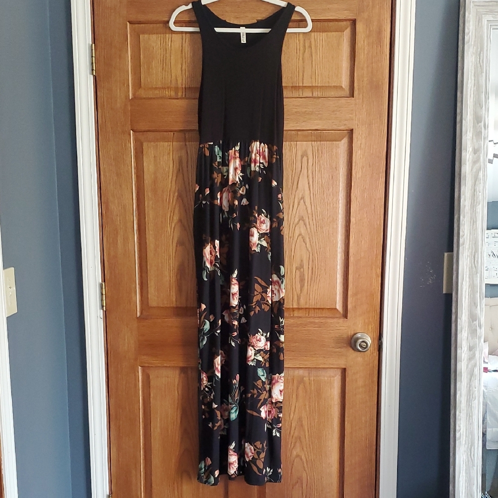 Floral Black Maxi Dress